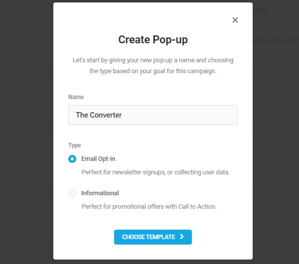 Create Pop-up screen