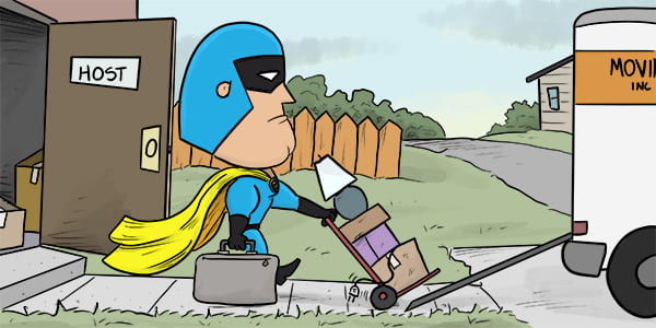 Dev Man migrating from host to host.