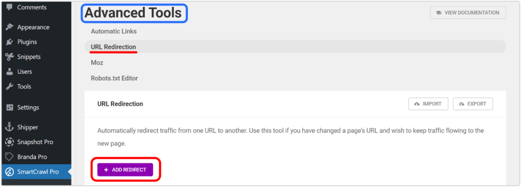 Creating a URL redirect.