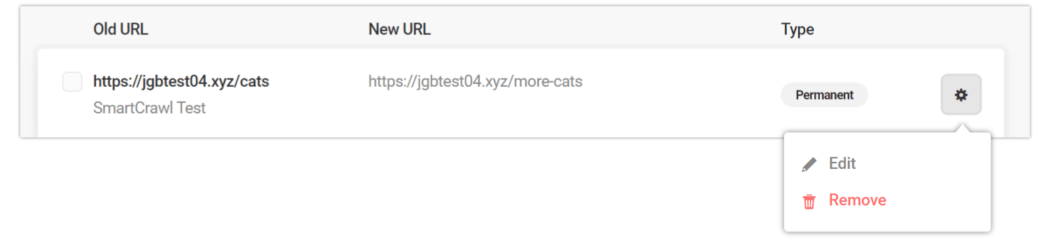 Edit or delete your saved redirects.
