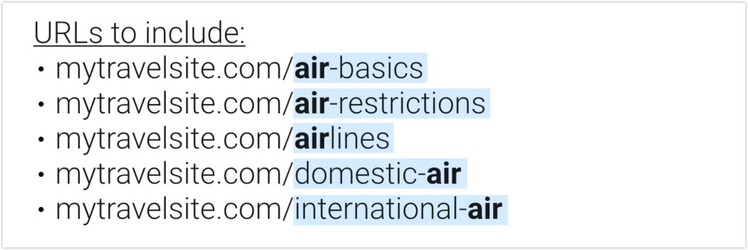 List of URLS we want redirected.