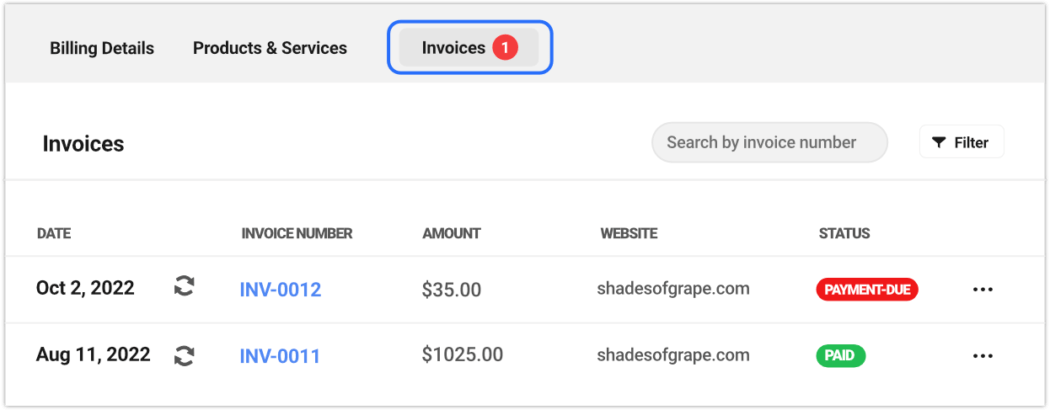 invoice summary list status
