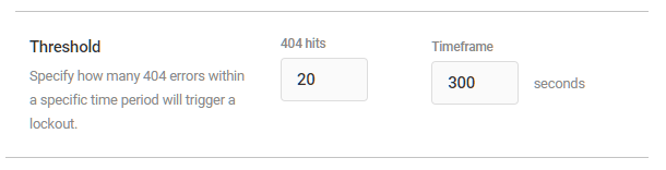 Threshold for 404 detection in Defender firewall