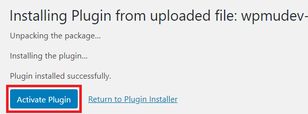activate plugin button
