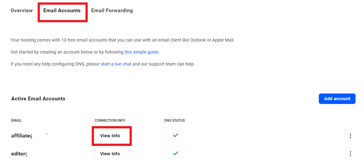 active email accounts hub
