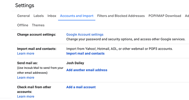 Add mail account to gmail