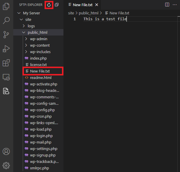 Adding a new file to the server