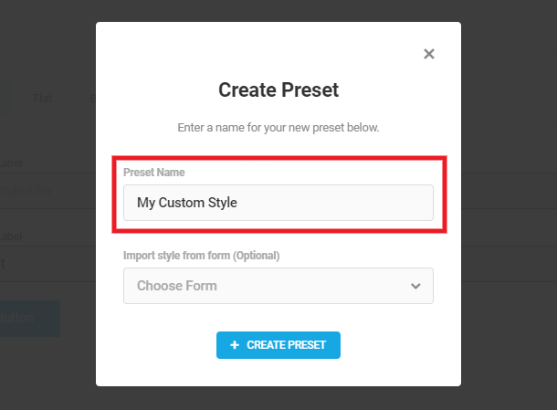 Adding the preset name