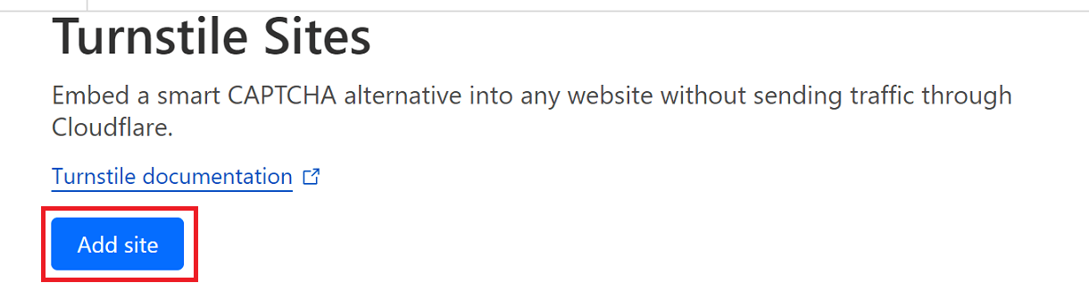 Add turnstile site button