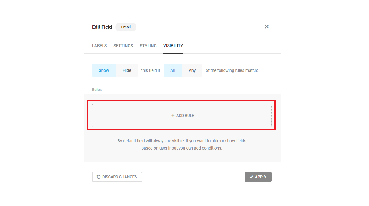 Add conditional logic rule to Forminator form field