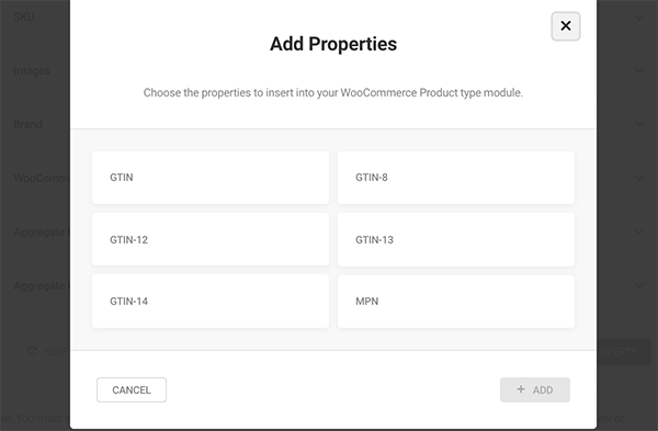 Where you add properties.