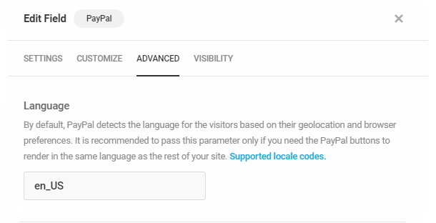 Adjust button language in Forminator PayPal field