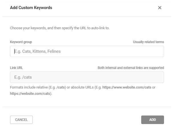 Configure custom keywords to auto-link in SmartCrawl