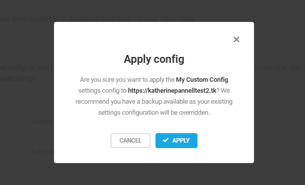 apply config confirmation