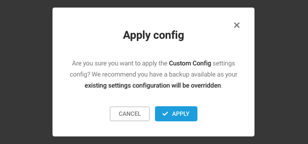 Apply config window