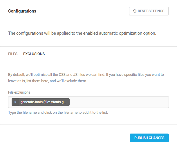 configurations exclusions