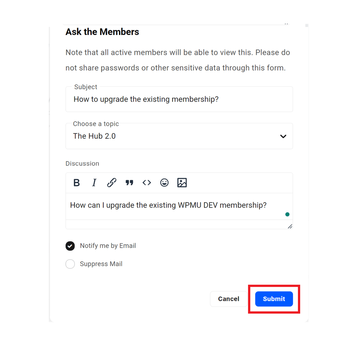 ask members option