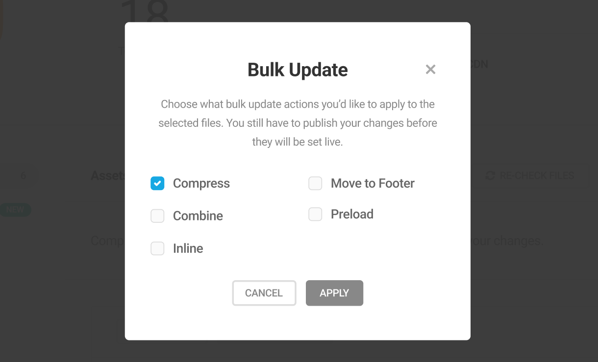 Bulk update modal window