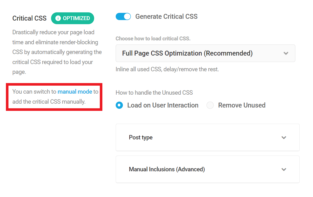 Asset optimization switch back to CSS above the fold