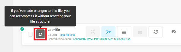 Re-optimize a single file in Hummingbird Asset Optimization