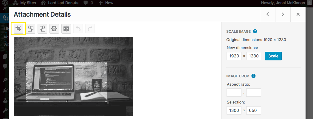 An example image being cropped.