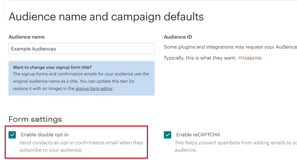 audience name defaults