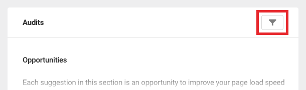 Filter audit button