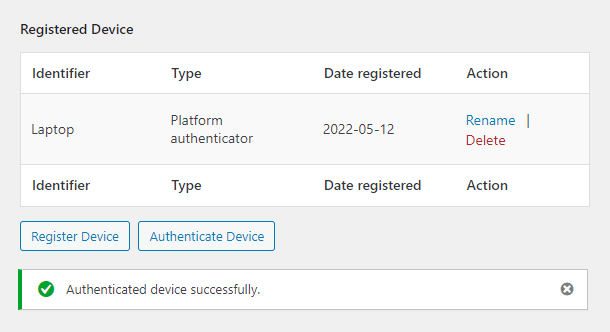 Authenticate device