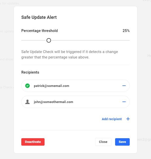 Automate safe update alert email recipients