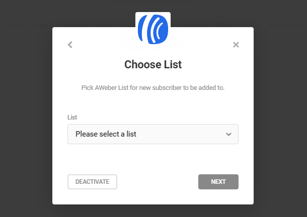 Choose an Aweber list