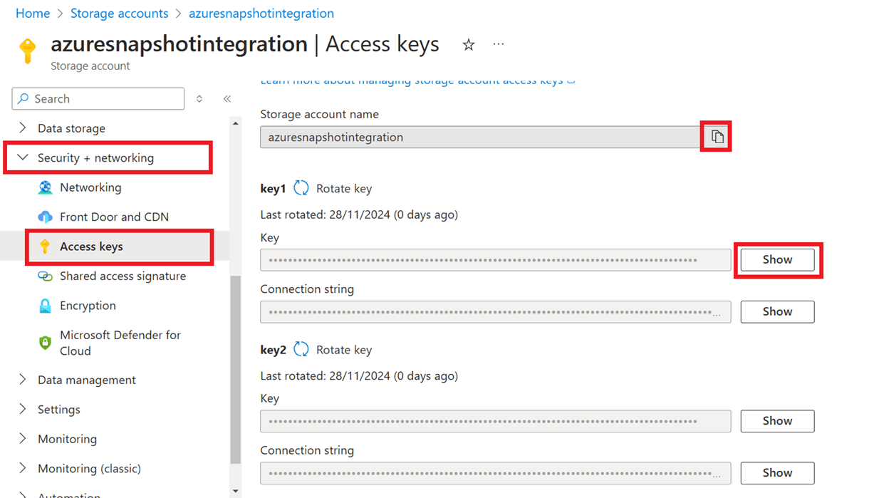 azure storage access keys