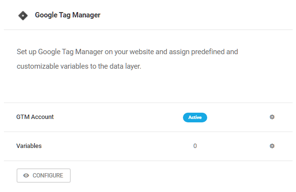 Google Tag Manager dashboard widget