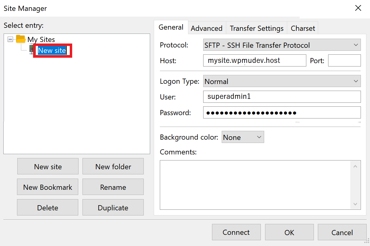 add current connection filezilla