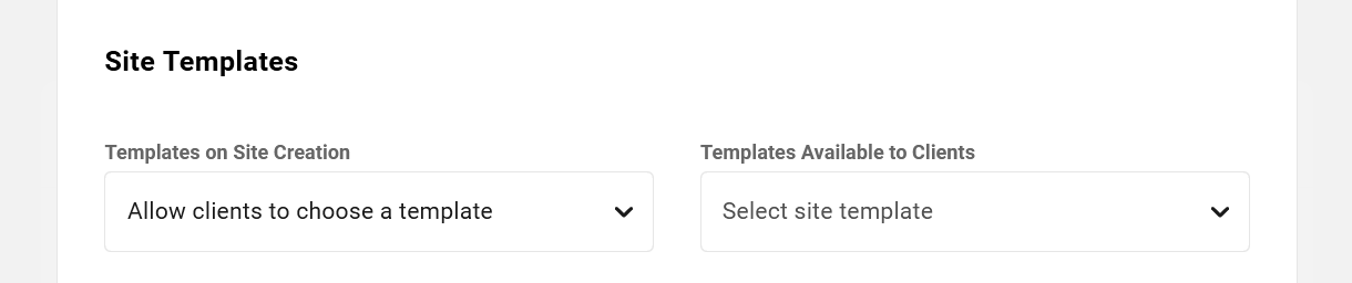 Templates available for a hosting reseller product in the Hub