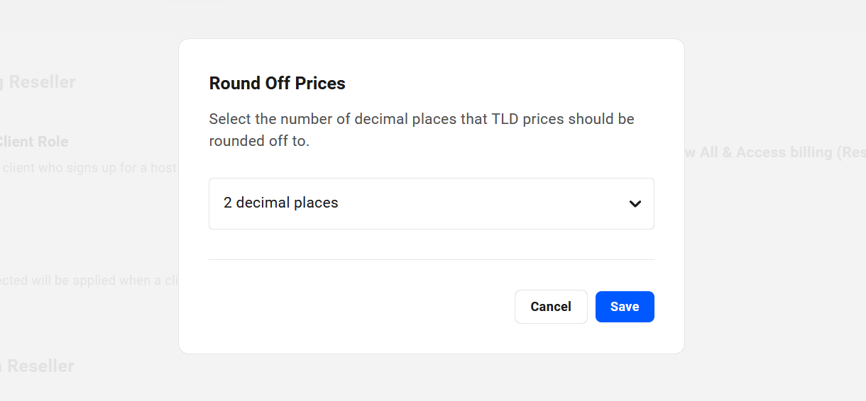 Round off prices for TLDs in the Hub