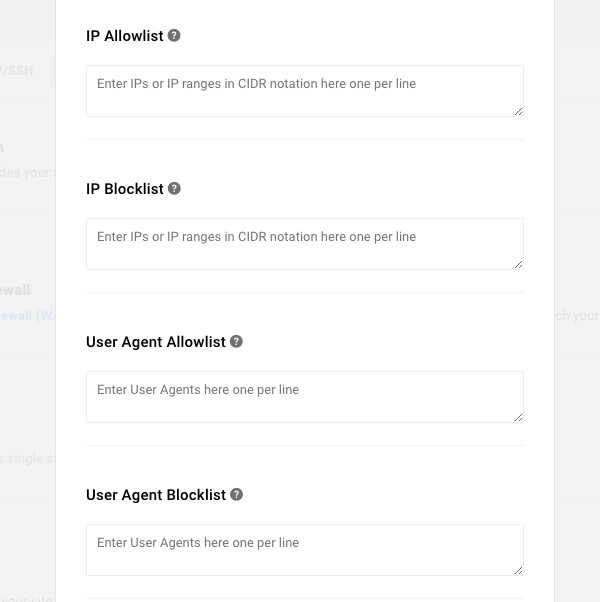 Choose to block or allow various party's with our WAFs blocklist and allowlist features.