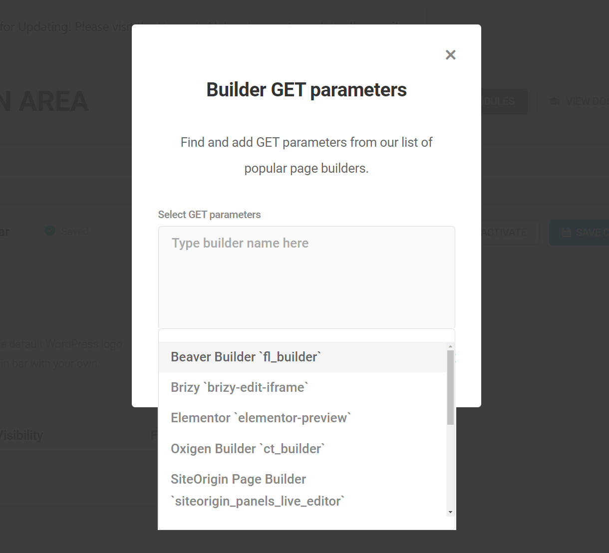 Select GET parameters in Branda Admin Bar module