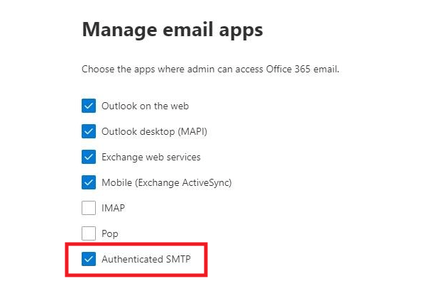 Enable SMTP AUTH for specific mailboxes in Office365