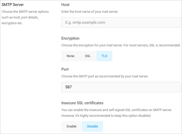 Branda SMTP Settings