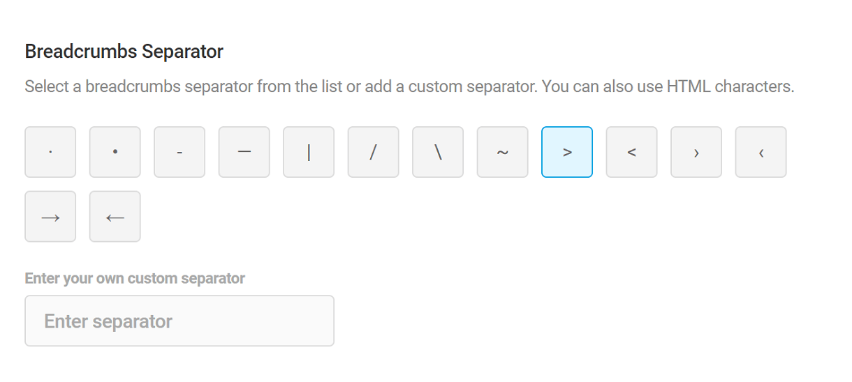 Breadcrumbs separator
