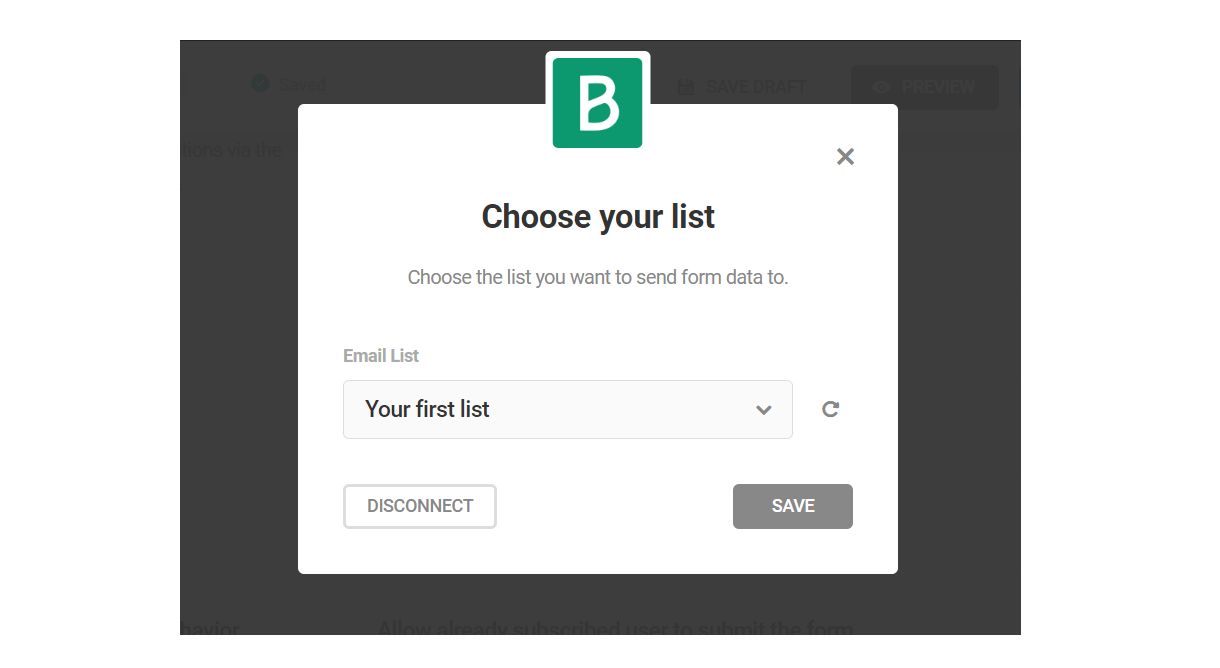 Select Brevo list in Hustle opt-in module