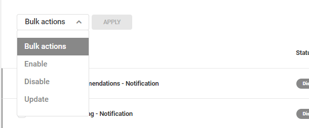 bulk actions filter