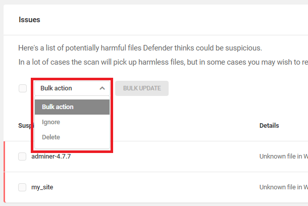 bulk ignore and bulk delete feature