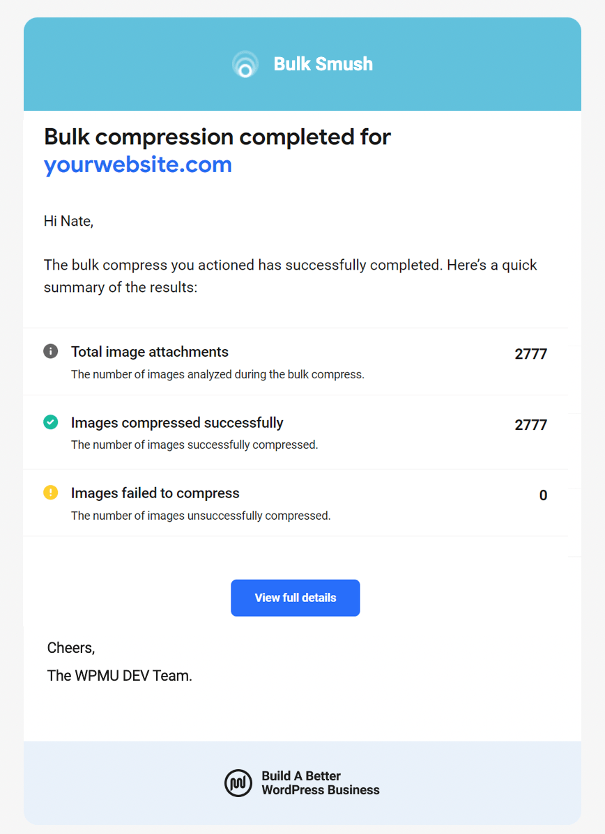 Bulk Smush Email Notification