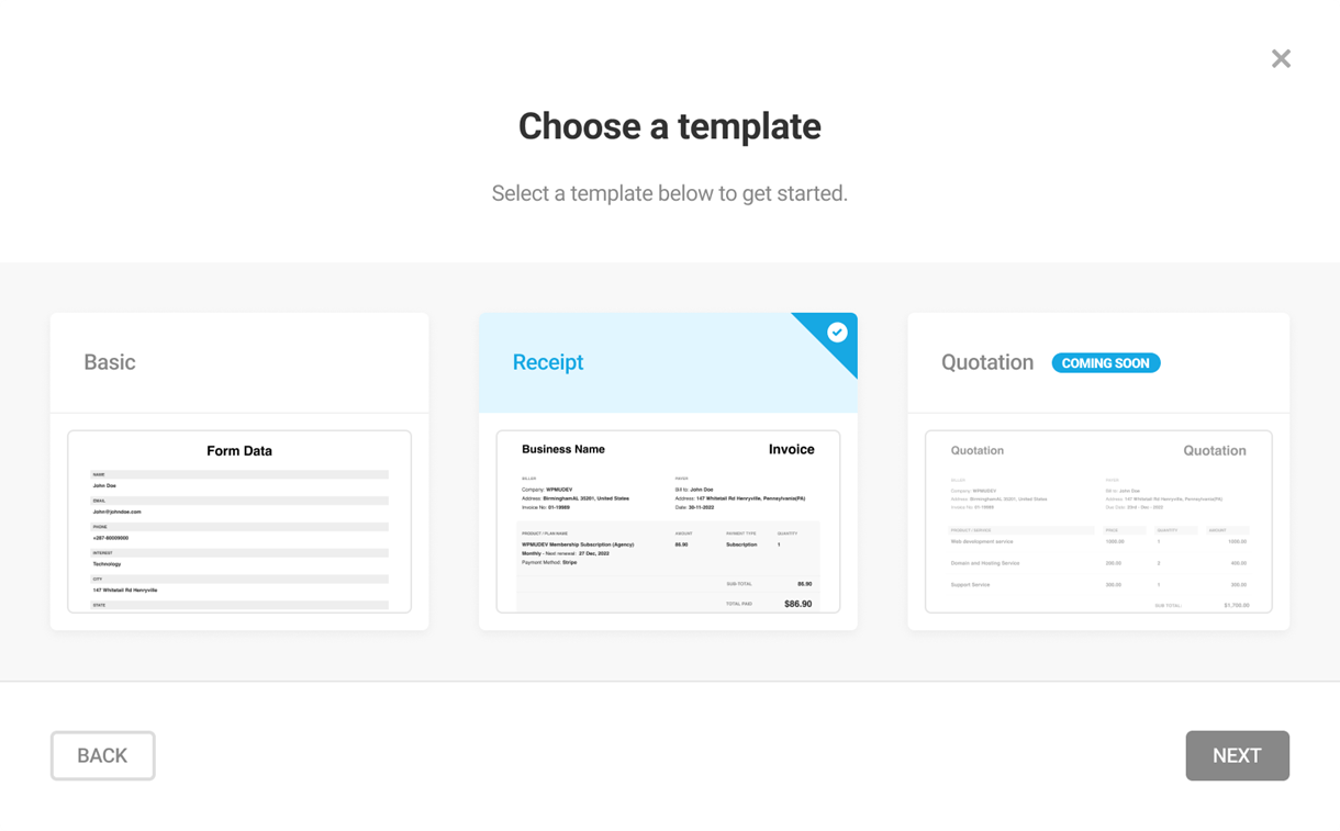 choose pdf template