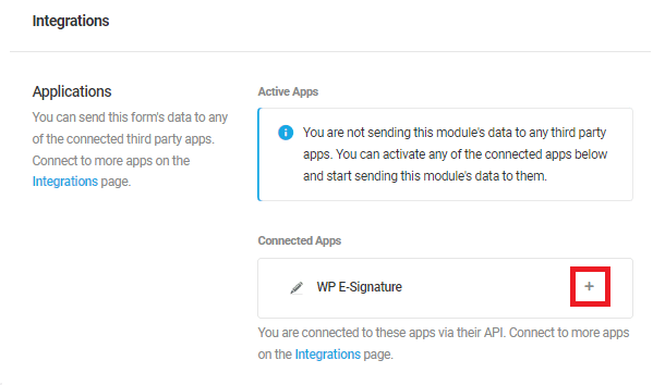 Click the plus icon corresponding to WP E-Signature