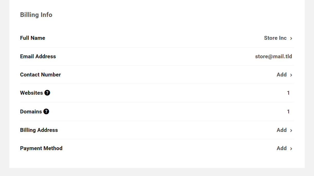 Client's billing info in Client Billing