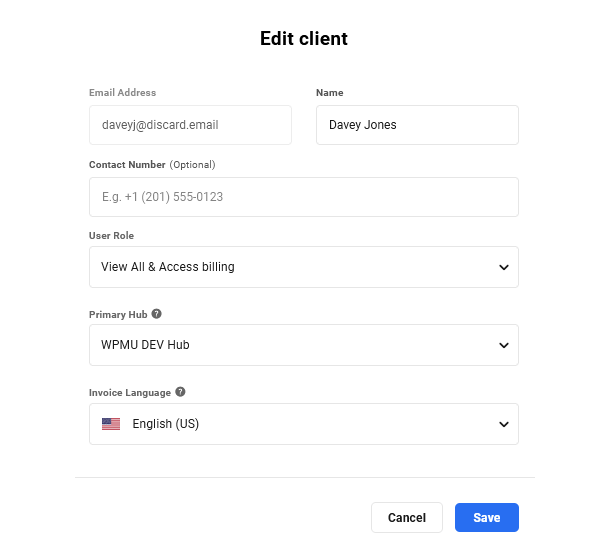 Edit client details in Client Billing