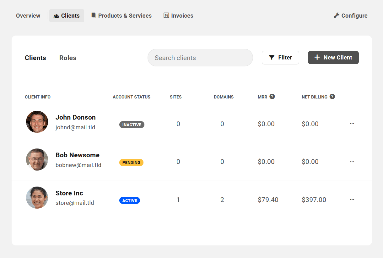 Clients added in Client Billing