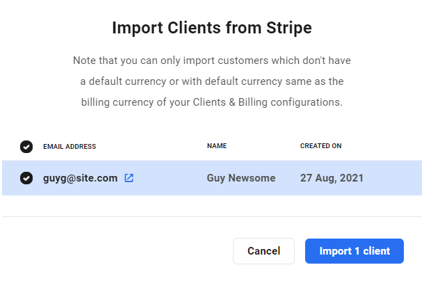 Import clients from Stripe in Client Billing